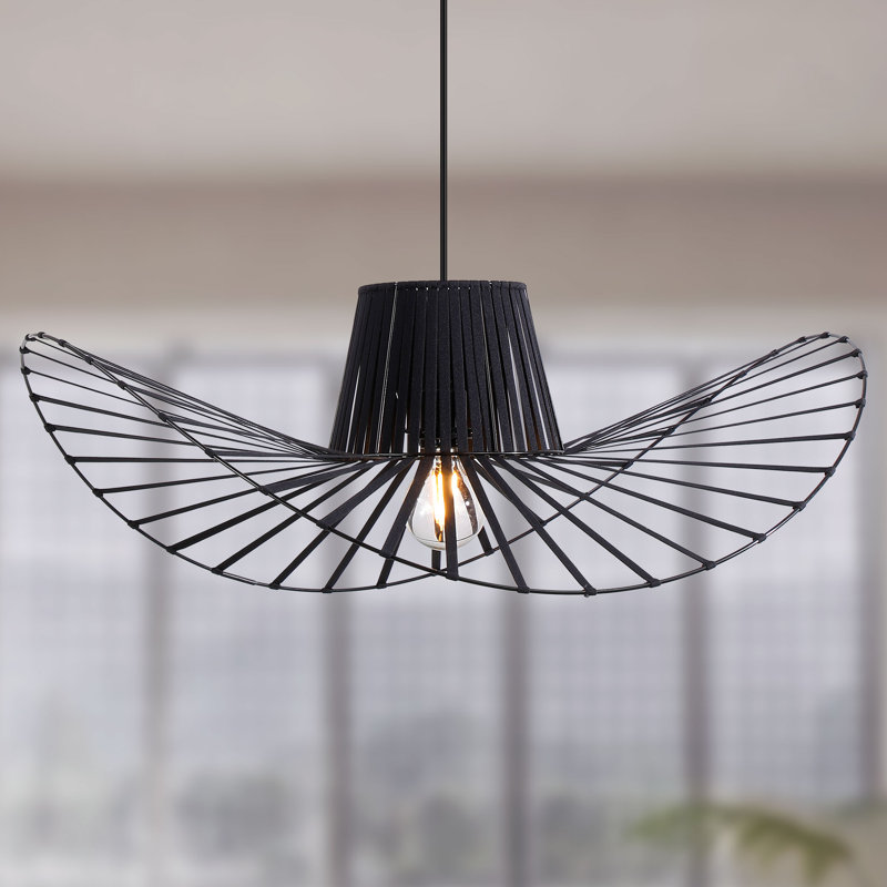 Ivy Bronx Guterding 35.5 Inch Wide Vertigo Black Geometric Metal